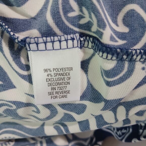 Apt 9 Small Halter Style Beaded Rounded-v-Neck Royal Blue White paisley A-line - Picture 14 of 15